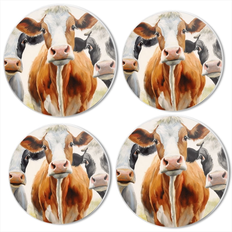 Bahomeck Gas Stove Burner Cover Set Of 4,Three Cow Of Watercolor Painting With Detailed And Realistic Metal Electric Stove Burner Covers,Protecting Gas Stoves,Kitchen Decor，8 Inch And 10 Inch