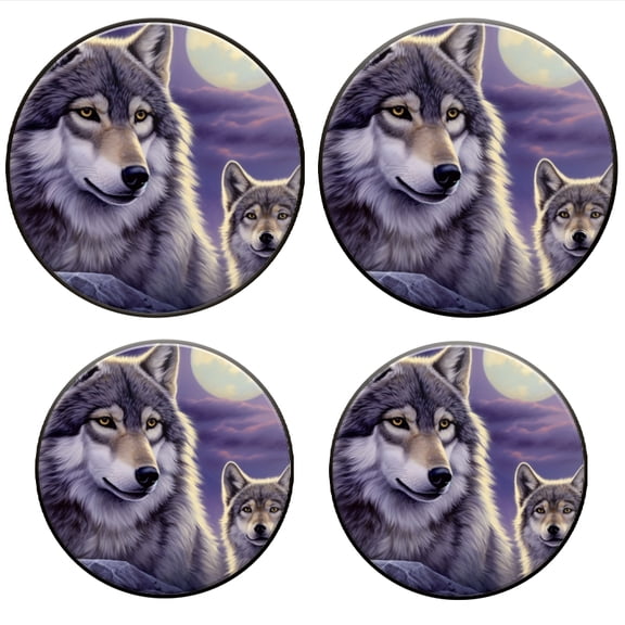 Bahomeck Gas Stove Burner Cover Set Of 4,Under The Full Moon Stood The Majestic Gray Wolf Metal Electric Stove Burner Covers,Protecting Gas Stoves,Kitchen Decor8 Inch And 10 Inch