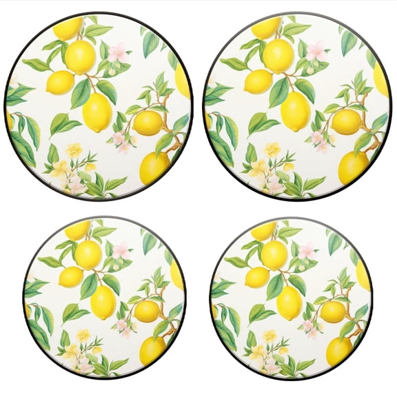 Bahomeck Gas Stove Burner Cover Set Of 4,Vintage Wallpaper With Lemons And Green Leaves Metal Electric Stove Burner Covers,Protecting Gas Stoves,Kitchen Decor,8 Inch And 10 Inch