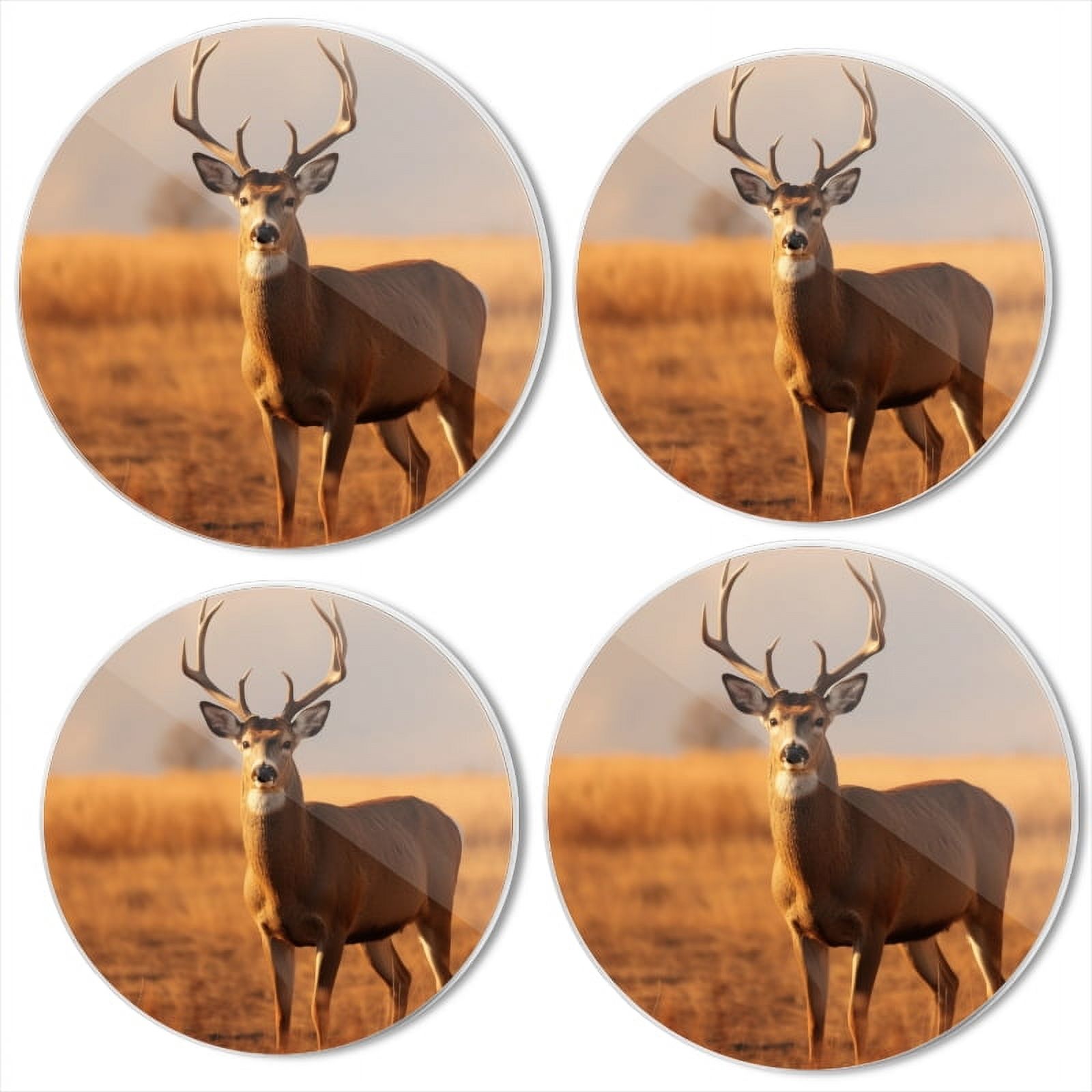 Bahomeck Gas Stove Burner Cover Set Of 4,White-Tailed Deer Standing In Open Field Metal Electric Stove Burner Covers,Protecting Gas Stoves,Kitchen Decor，8 Inch And 10 Inch