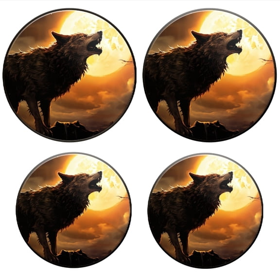 Bahomeck Gas Stove Burner Cover Set Of 4,Wolf Howling At The Full Moon Before The Castle Metal Electric Stove Burner Covers,Protecting Gas Stoves,Kitchen Decor8 Inch And 10 Inch