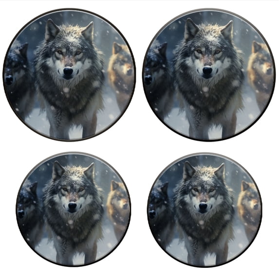 BaHomeck Electric Stove Burner Covers Set of 4,Round Metal Gas Stove Burner Covers 8 Inch and 10 Inch,Kitchen Decor,Wolves Walking In The Snow