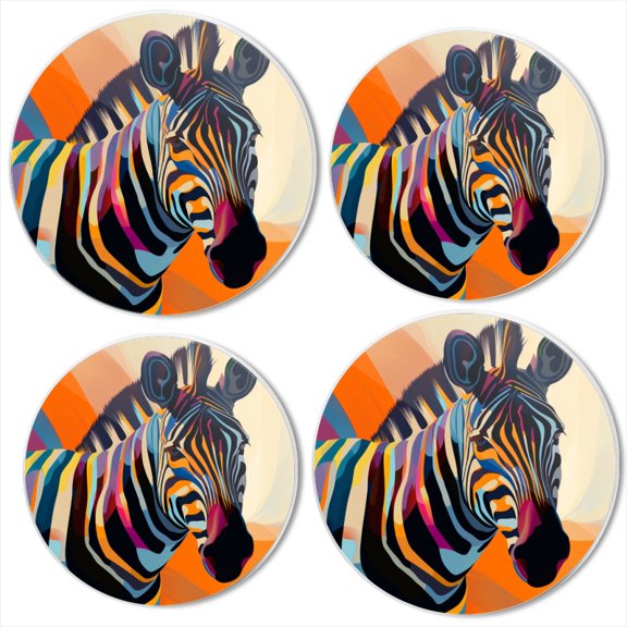 Bahomeck Gas Stove Burner Cover Set Of 4,Abstract Art Vector Of Zebra With Colorful Stripes Metal Electric Stove Burner Covers,Protecting Gas Stoves,Kitchen Decor8 Inch And 10 Inch