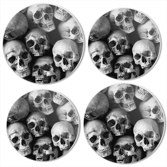 Bahomeck Gas Stove Burner Cover Set Of 4,Black-And-White Photograph Of Skulls In Endless Metal Electric Stove Burner Covers,Protecting Gas Stoves,Kitchen Decor8 Inch And 10 Inch
