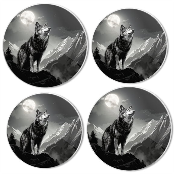 Bahomeck Gas Stove Burner Cover Set Of 4,Majestic Wolf Standing On The Edge Of Alpine Mountain Range Metal Electric Stove Burner Covers,Protecting Gas Stoves,Kitchen Decor8 Inch And 10 Inch
