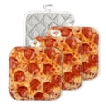 thumbnail image 1 of Bahomeck Heat Resistant Hot Pads 4 Pack Pepperoni Pizza With High-Definition Ultra Detail Square Pot Holder For Kitchen Cooking Oven And Bbq Grill With Hanging Loop Potholder Machine Washable, 1 of 5