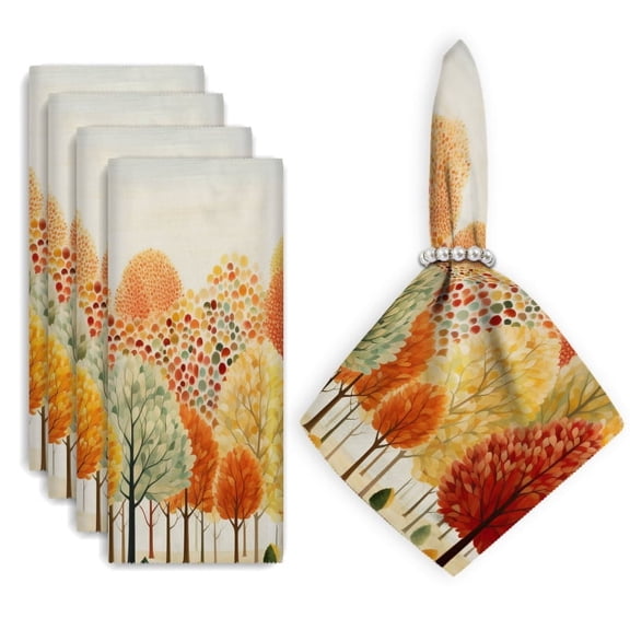 Bahomeck Napkins Set Of 4 Reusable Washable Square Fabric Dining Table Napkins Weddings Party Dinner Decor,18*18 Inch,Autumn Forest Filled With Trees Of Various Colors