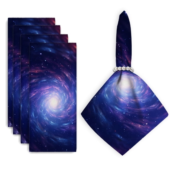 Bahomeck Napkins Set Of 4 Reusable Washable Square Fabric Dining Table Napkins Weddings Party Dinner Decor,18*18 Inch,Galactic Spiral With Stars And Nebulae In Deep Space