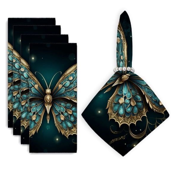 Bahomeck Napkins Set Of 4 Reusable Washable Square Fabric Dining Table Napkins Weddings Party Dinner Decor,18*18 Inch,Beautiful Queen Of Fairy Wings