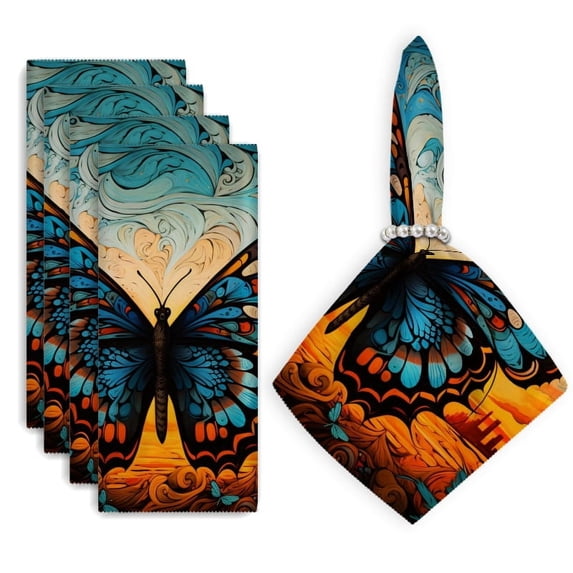 Bahomeck Napkins Set Of 4 Reusable Washable Square Fabric Dining Table Napkins Weddings Party Dinner Decor,18*18 Inch,Beautiful Landscape At Sunset In The Background