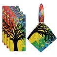 thumbnail image 1 of Bahomeck Napkins Set Of 4 Reusable Washable Square Fabric Dining Table Napkins Weddings Party Dinner Decor,18*18 Inch,Black Tree Silhouette Against Vibrant Rainbow Background, 1 of 3