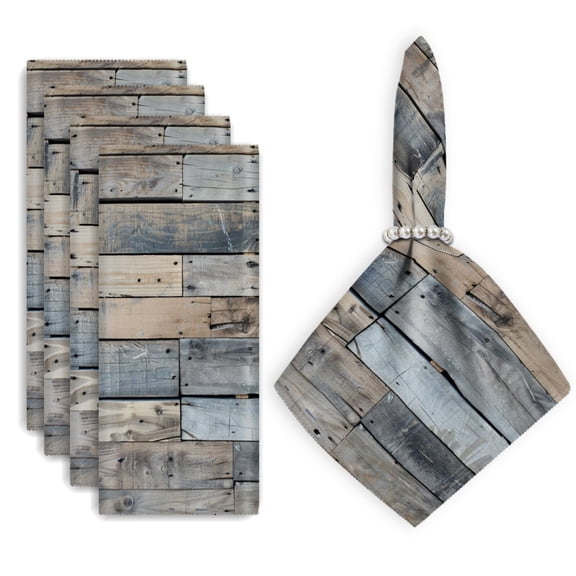 Bahomeck Napkins Set Of 4 Reusable Washable Square Fabric Dining Table Napkins Weddings Party Dinner Decor,18*18 Inch,Flat Lay View Of Old Weathered Wood Planks With Grungy