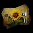 thumbnail image 1 of Bahomeck Placemats Set Of 4 Rectangle Linen Cotton Placemats For Dining Table Fade Resistance Washable Heat Resistant，18*12Inch,Beautiful Sunflower With Leaves On Antique Background, 1 of 4