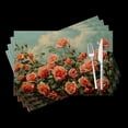 thumbnail image 1 of BaHomeck placemats Set of 4 Large Painting Of Pink And Orange Roses Cotton Linen rectangle Placemats for Kitchen Dining Table Indoor,Outdoor,18*12inch, 1 of 4