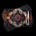 thumbnail image 1 of Bahomeck Placemats Set Of 4 Rectangle Linen Cotton Placemats For Dining Table Fade Resistance Washable Heat Resistant，18*12Inch,Print Of Ornamental Carpet With Dark Background, 1 of 4