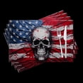 thumbnail image 1 of BaHomeck placemats Set of 4 Skull Painted On American Flag Background (2) Cotton Linen rectangle Placemats for Kitchen Dining Table Indoor,Outdoor,18*12inch, 1 of 4