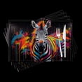 thumbnail image 1 of BaHomeck placemats Set of 4 Street Art Graffiti Of Zebra With Vibrant Pop Colors Cotton Linen rectangle Placemats for Kitchen Dining Table Indoor,Outdoor,18*12inch, 1 of 4