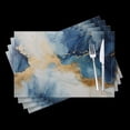 thumbnail image 1 of BaHomeck placemats Set of 4 Watercolor Painting With Gold Lines, In Shades Of Blue And White Cotton Linen rectangle Placemats for Kitchen Dining Table Indoor,Outdoor,18*12inch, 1 of 4