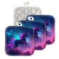 thumbnail image 1 of Bahomeck Pot Holder 4Pcs,Beautiful Unicorn With Long Mane Square Heat Resistant Hot Pads For Kitchen Cooking Oven With Hanging Loop Potholder Easy To Store, 1 of 5