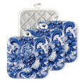thumbnail image 1 of Bahomeck Pot Holder 4Pcs,Blue And White Porcelain Background Floral Ornament Pattern Square Heat Resistant Hot Pads For Kitchen Cooking Oven With Hanging Loop Potholder Easy To Store, 1 of 5