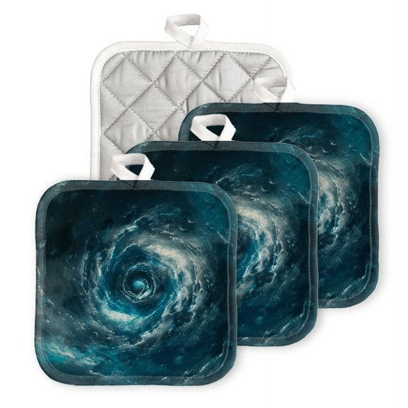 Bahomeck Pot Holder 4Pcs,Cinematic Still Ofendless And Swirling Vortex In Space Square Heat Resistant Hot Pads For Kitchen Cooking Oven With Hanging Loop Potholder Easy To Store