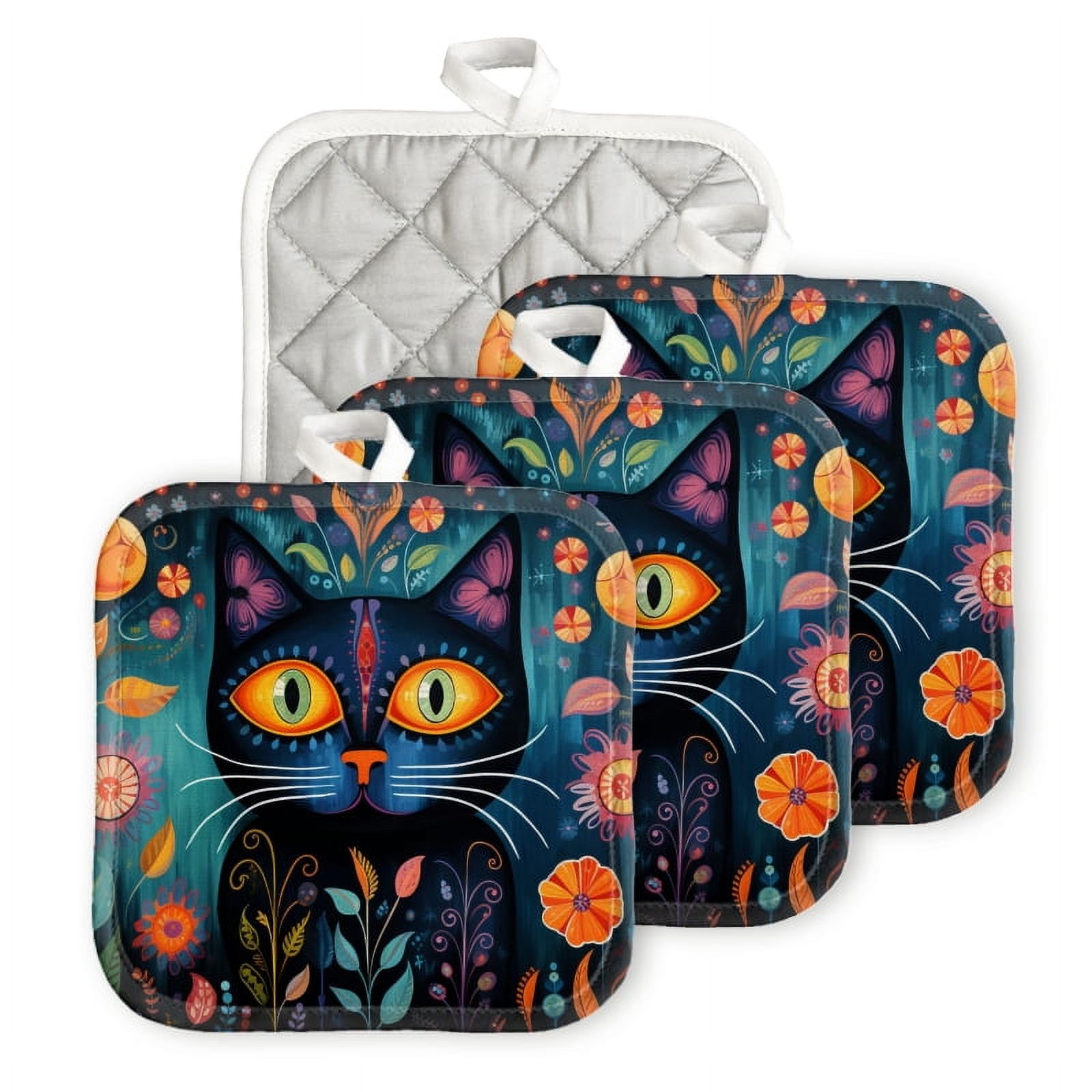 Bahomeck Pot Holder 4Pcs,Colorful Cartoon Cat Kitten Animal Print ...