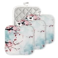 thumbnail image 1 of Bahomeck Pot Holder 4Pcs,Delicate Cherry Blossom Pattern Square Heat Resistant Hot Pads For Kitchen Cooking Oven With Hanging Loop Potholder Easy To Store, 1 of 5
