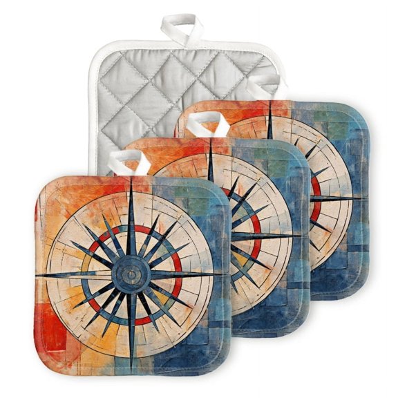 BaHomeck Pot Holders 4pcs dacron Made Square heat-resisting mat Machine Washable for Kitchen Oven Hot Pads 6.7inch*6.7inch,Marine Life European Venice City Blurry Abstract Backdrop Image