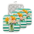thumbnail image 1 of Bahomeck Pot Holder 4Pcs,Mason Jar Filled With Spring Flowers Square Heat Resistant Hot Pads For Kitchen Cooking Oven With Hanging Loop Potholder Easy To Store, 1 of 5