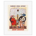 thumbnail image 1 of Bahrain Dubai Kuwait - India Maharajah Smoking - Air India - Vintage Airline Travel Poster by Walter Grieder c.1970s - Fine Art Rolled Canvas Print 11in x 14in, 1 of 4