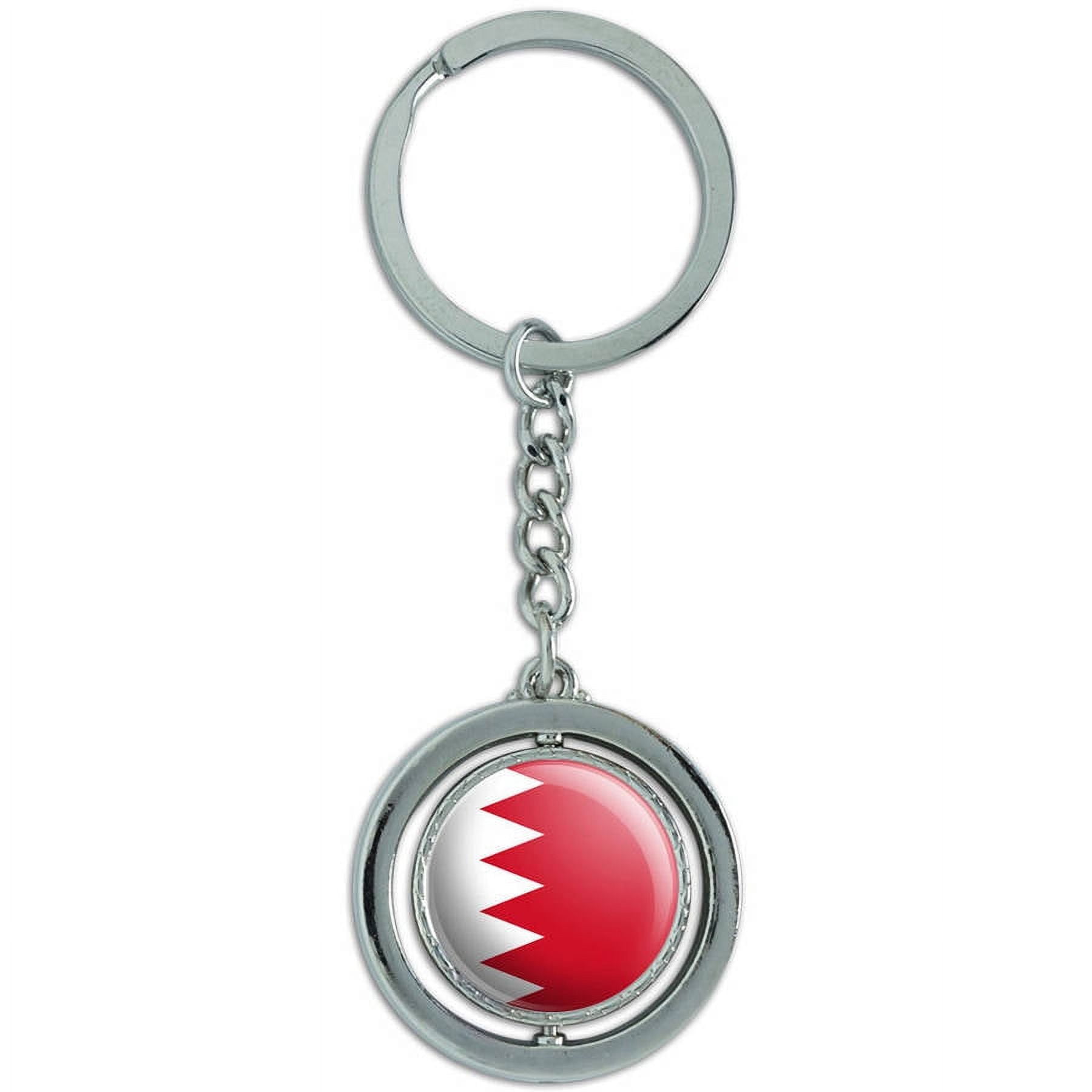 Keychain Bahrain Bahrain National Country Flag Spinning Round Metal Key Chain Keychain ...
