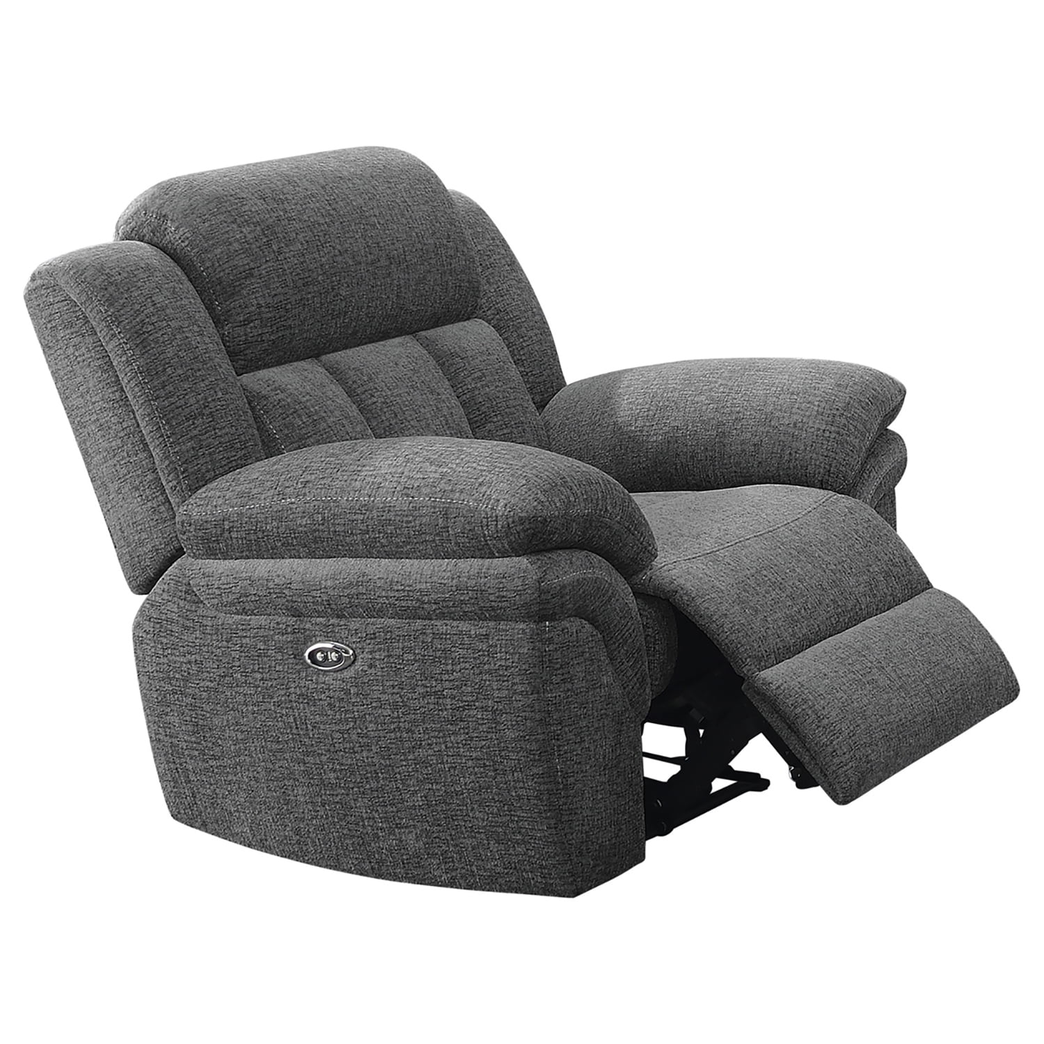 Charcoal Gray Chenille Power Glider Recliner