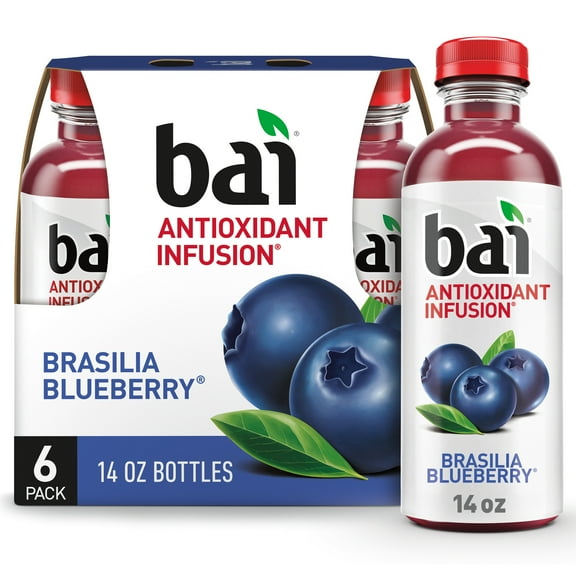 Bai Antioxidant Infused Brasilia Blueberry Flavored Water, 14 fl oz, 6 Bottles