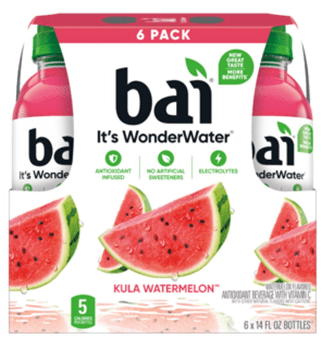 Bai Antioxidant Infused Kula Watermelon Flavored Water, 14 fl oz, Pack of 12