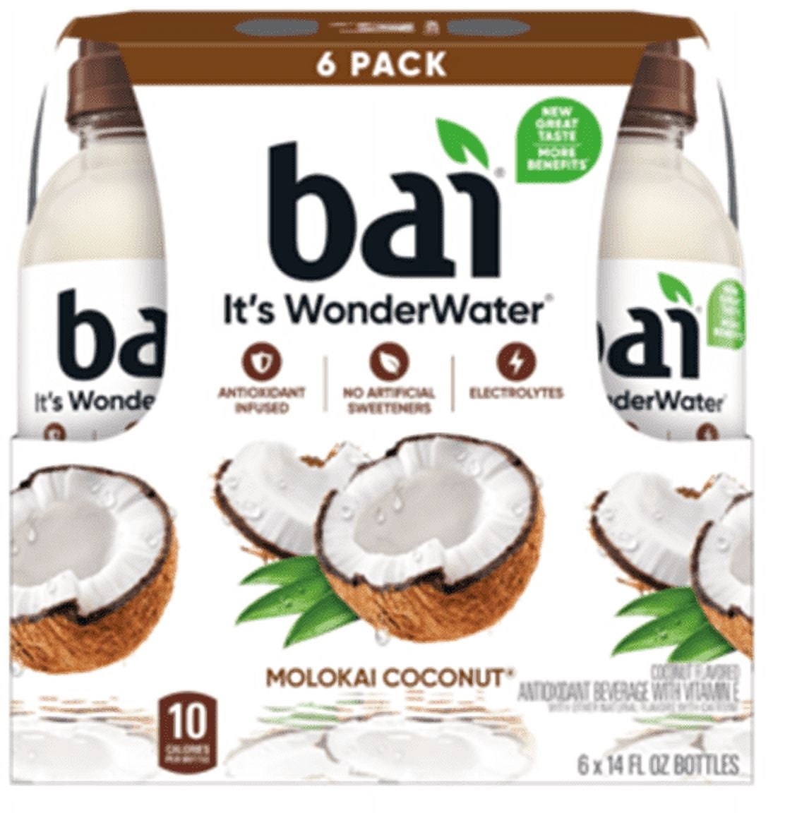 Bai Antioxidant Infused Molokai Coconut Flavored Water, 14 fl oz, Pack of 12