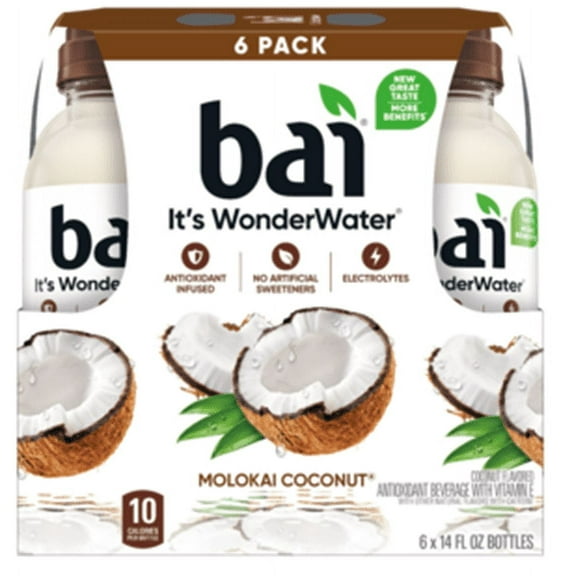 Bai Antioxidant Infused Molokai Coconut Flavored Water, 14 fl oz, Pack of 12