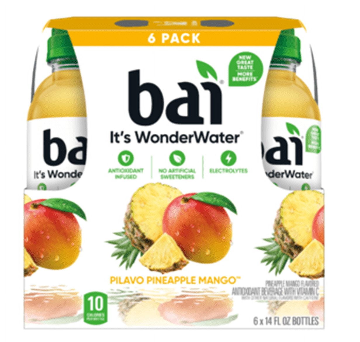 Bai Antioxidant Infused Pilavo Pineapple Mango Flavored Water, 14 fl oz, Pack of 12