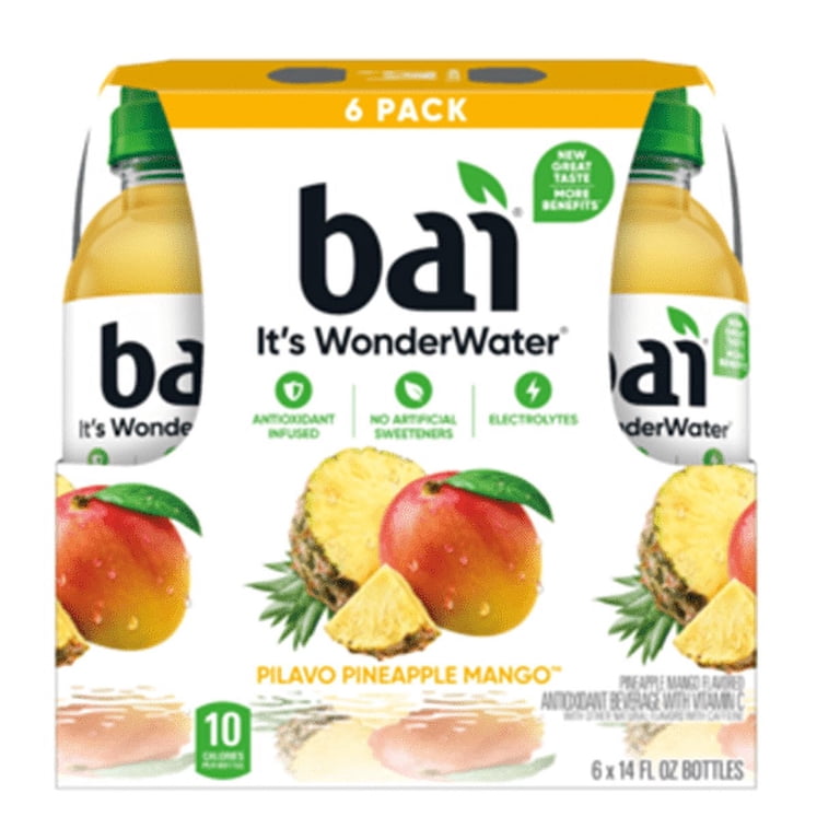 Bai Antioxidant Infused Pilavo Pineapple Mango Flavored Water, 14 fl oz,  Pack of 6 - Walmart.com