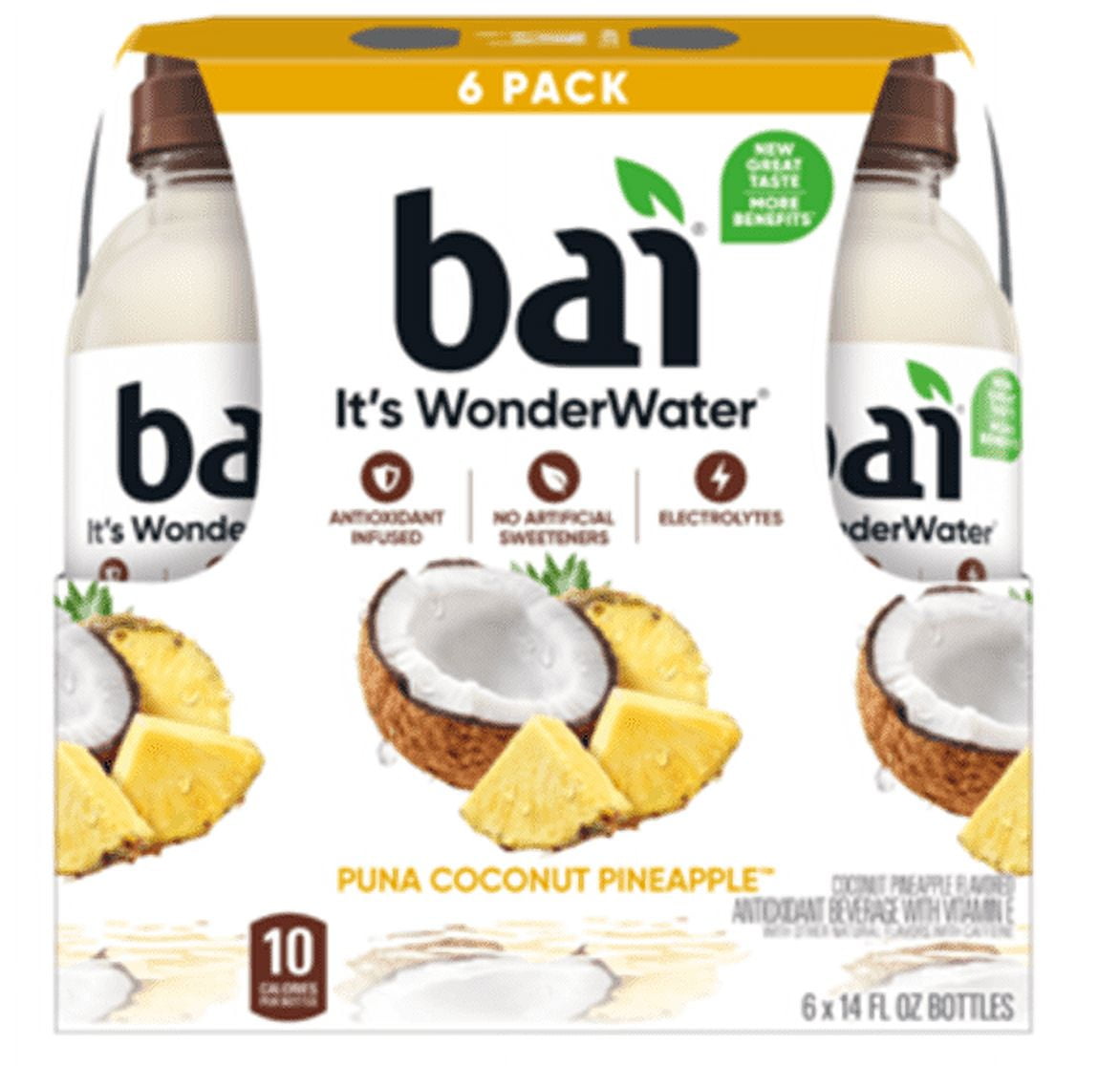Bai Antioxidant Infused Puna Coconut Pineapple Flavored Water, 14 fl oz, Pack of 6
