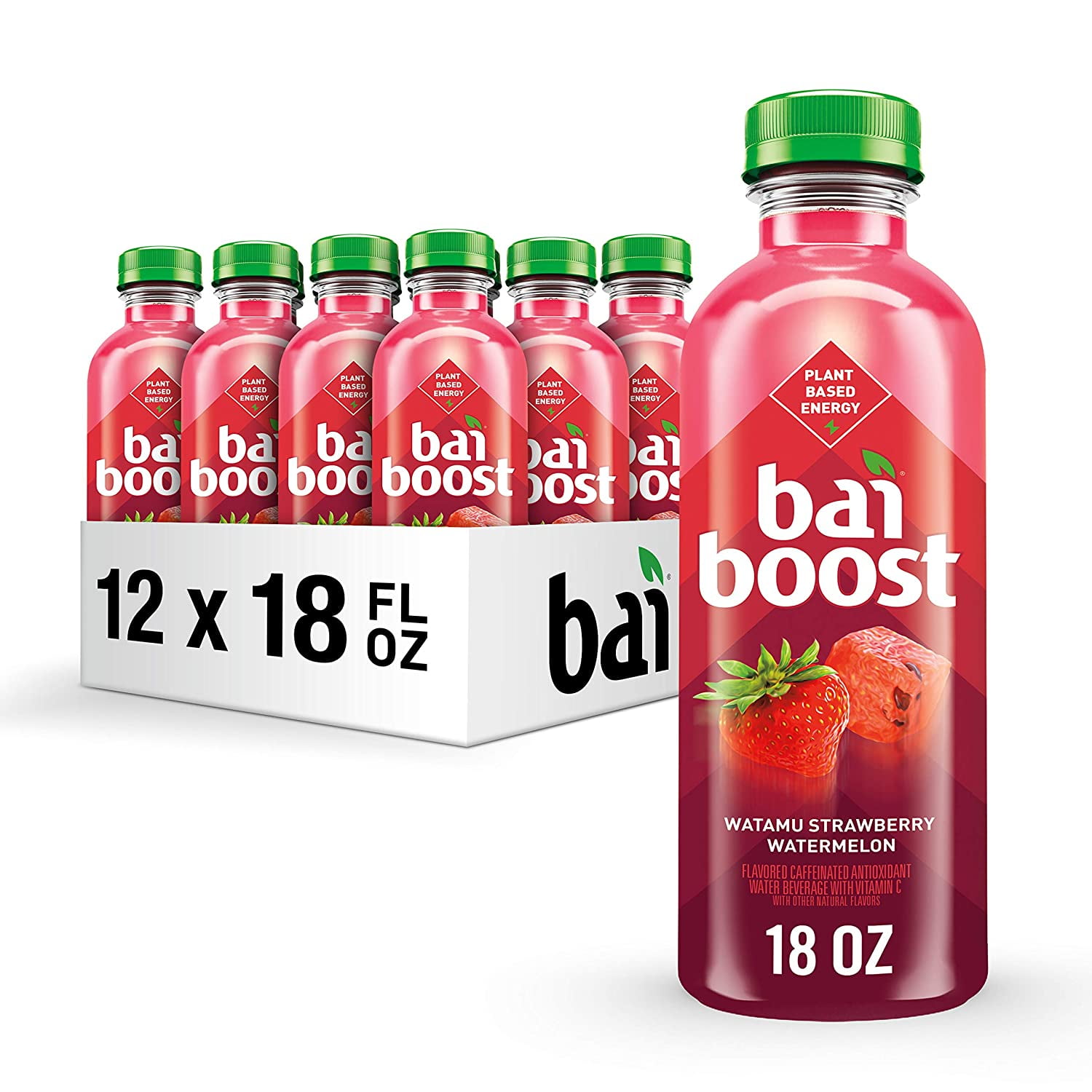 Bai Boost Watamu Strawberry Watermelon, Antioxidant Infused Beverage, 18 fl oz bottle (Pack of