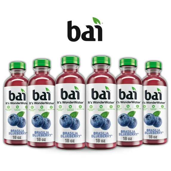 Bai Brasilia Blueberry Antioxidant Infused Water Beverage, 18 fl oz (6 Pack)