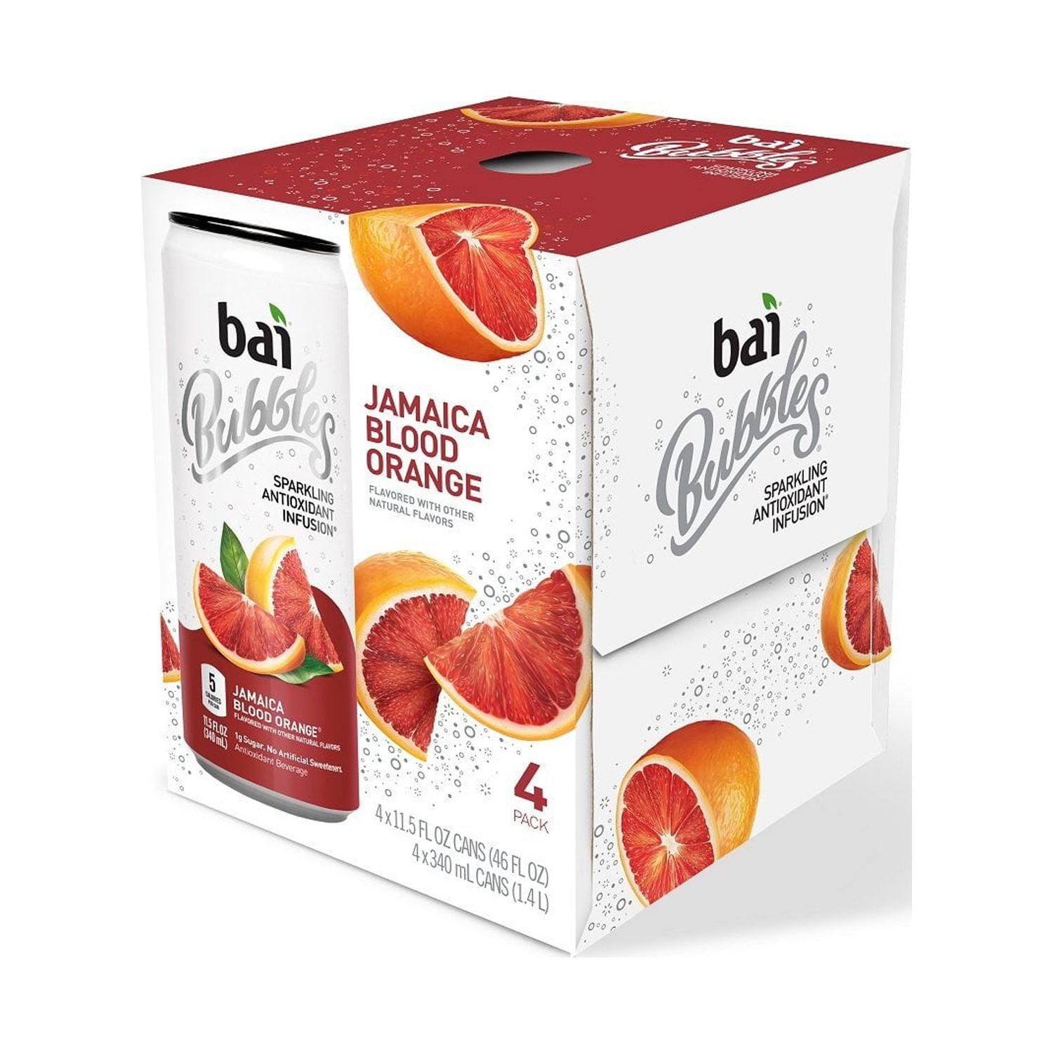 Bai Bubbles, Sparkling Water, Jamaica Blood Orange, Antioxidant Infused  Drinks, 11.5 Fluid Ounce Cans, 12 count 