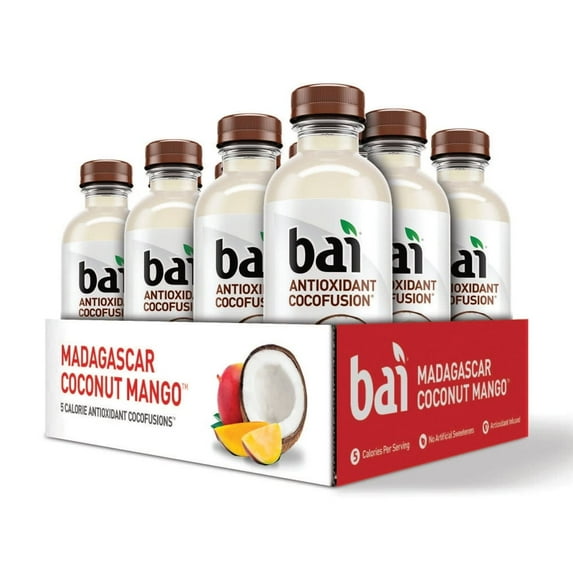 Bai Cocofusion Antioxidant Infused Beverage, Madagascar Coconut Mango, 18 Fl Oz, 12 Count