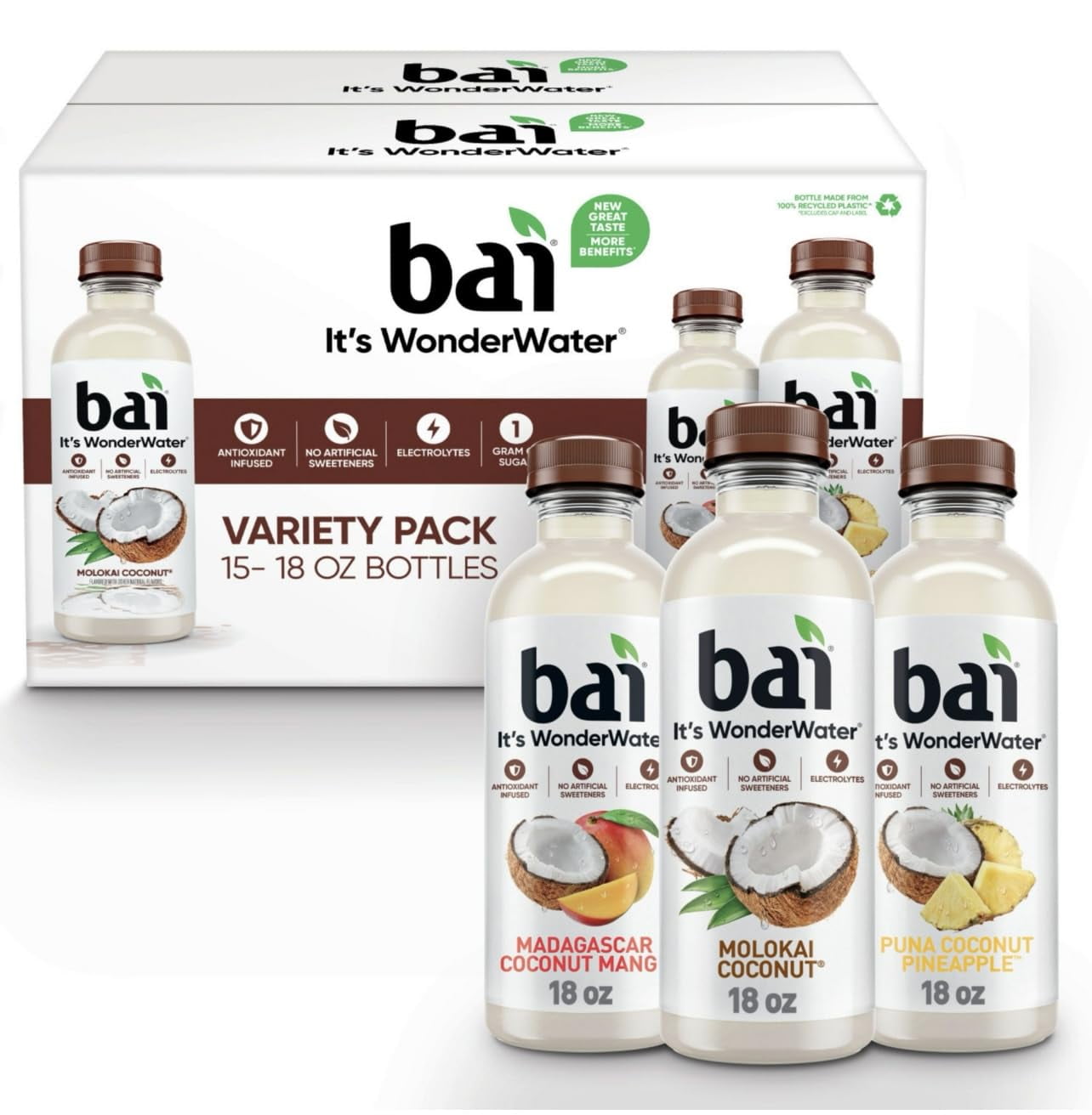 Bai Cocofusions Antioxidant Infusion Variety Pack 15 Bottles (18 oz
