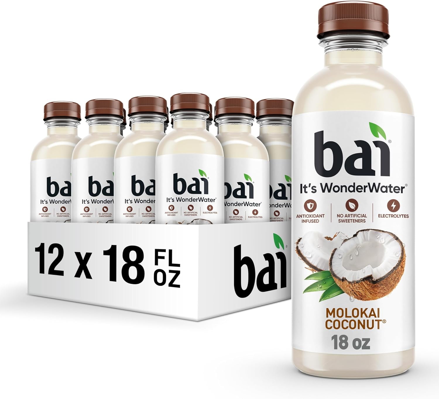Bai Cocofusions Molokai Coconut, Antioxidant Infused Beverage, 18 Fl. Oz. Bottles (Pack of 12)