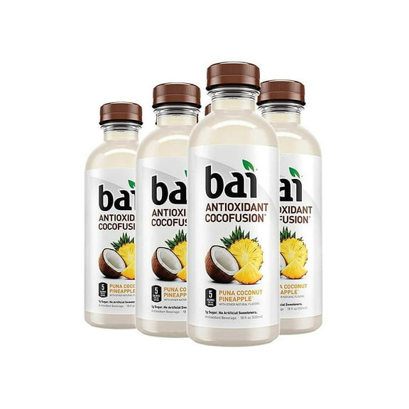 Bai Cocofusions Puna Coconut Pineapple, Antioxidant Infused, Coconut Pineapple Flavored Water Drink, 18 Fluid Ounce Bottles, 6 count