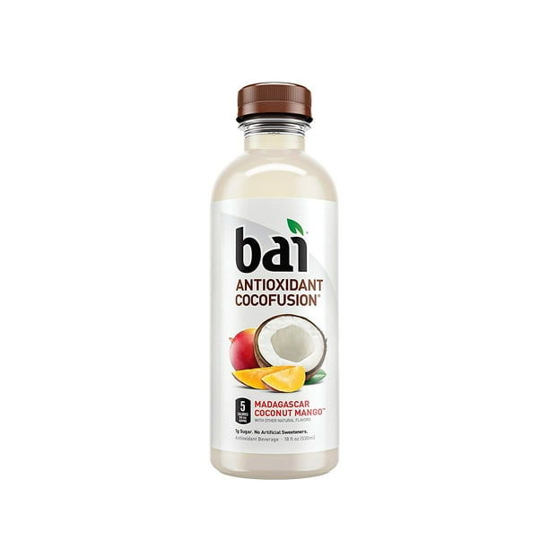 Bai Coconut Flavored Water, Madagascar Coconut Mango, Antioxidant Infused Drinks, 18 Fluid Ounce