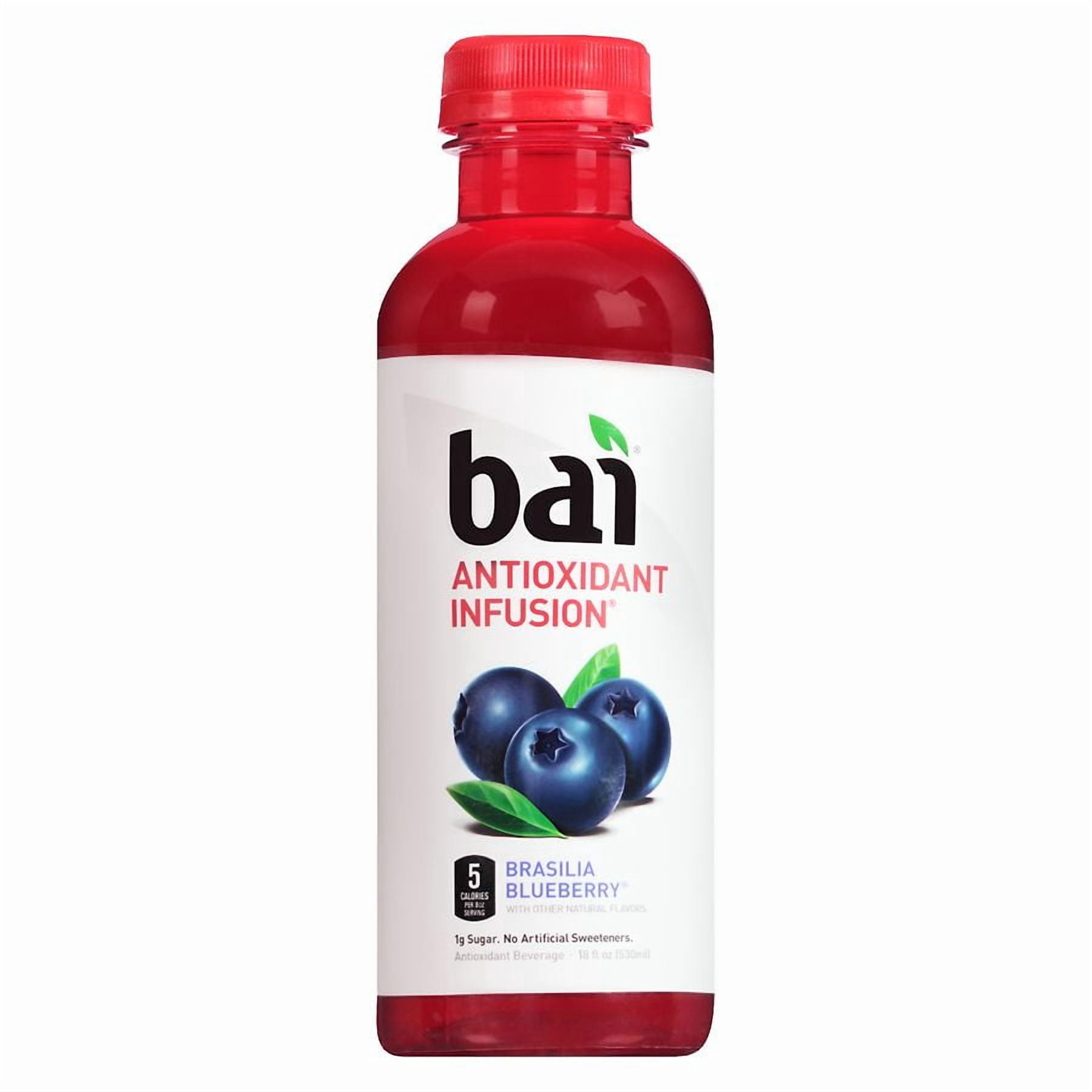 Bai Flavored Water, Brasilia Blueberry, Antioxidant Infused Drinks, 18 Fluid Ounce Bottles, 12 Count