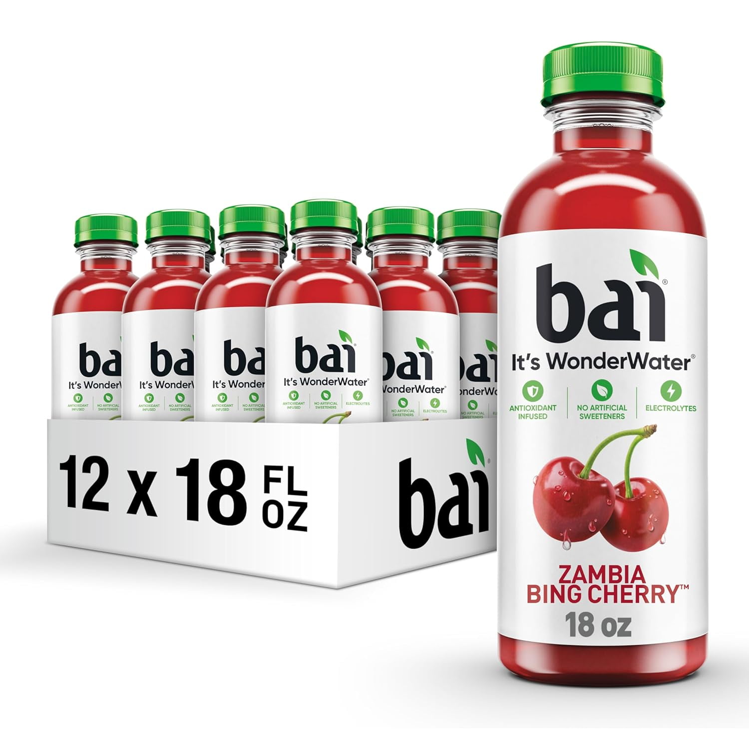 Bai Flavored Water, Zambia Bing Cherry, Antioxidant Infused Drinks, 18