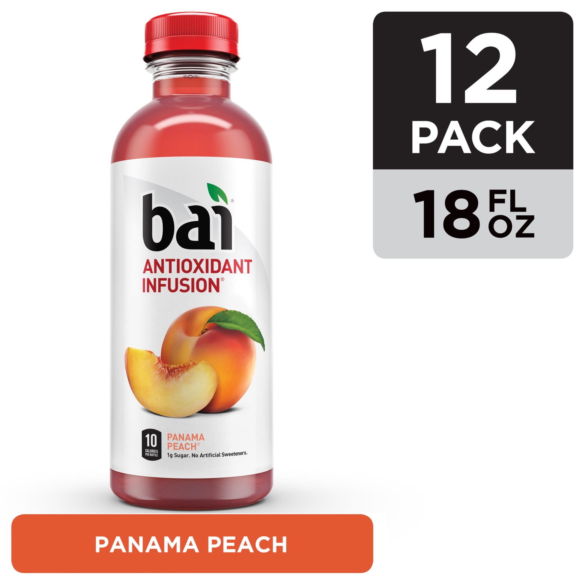Bai Gluten-Free, Panama Peach, Antioxidant Infused Drink, 18 Fl Oz, 12 Pack Bottles